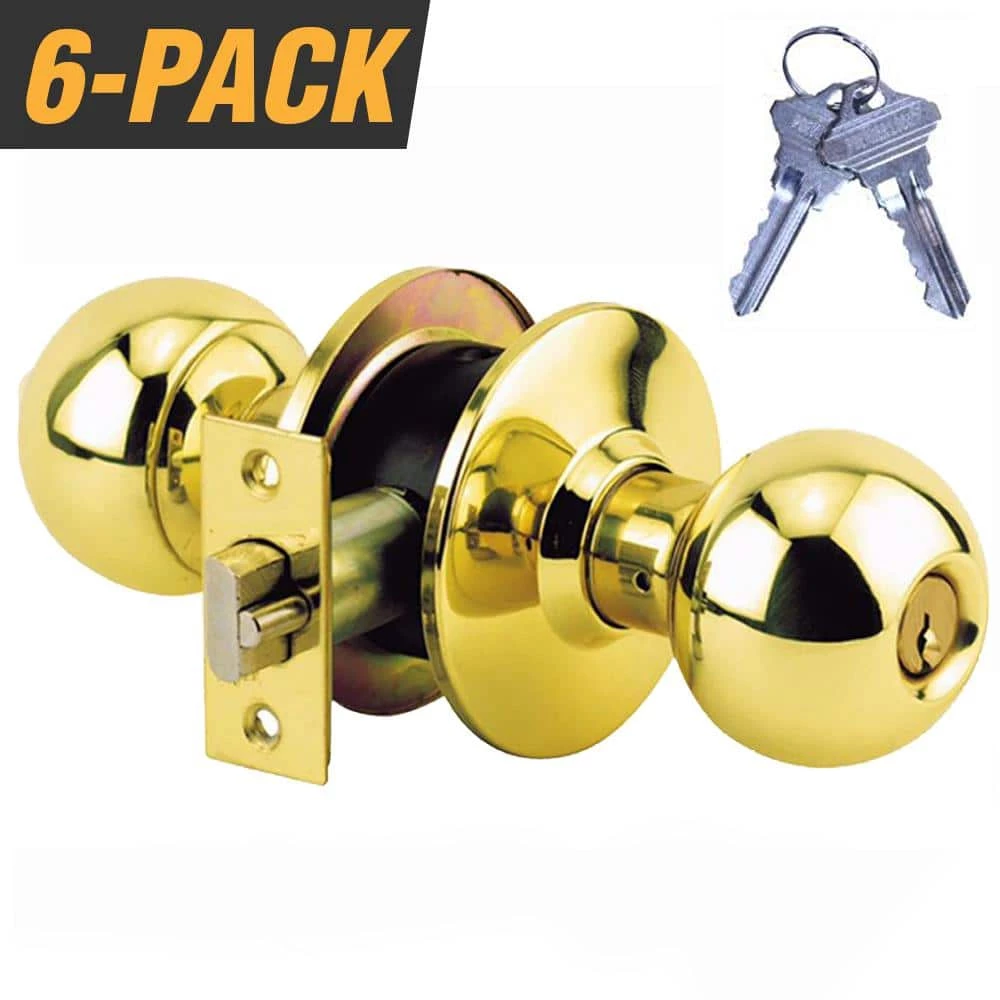 Outlet ๐ฅ Premier Lock Brass Grade 2 Storeroom Door Knob with 12 SC1 Keys (6-Pack, Keyed Alike) ๐ 1 Outlet ๐ฅ Premier Lock Brass Grade 2 Storeroom Door Knob with 12 SC1 Keys (6-Pack, Keyed Alike) ๐