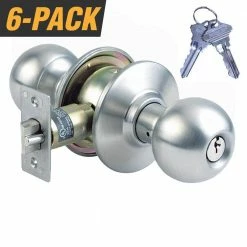 Flash Sale 😀 Premier Lock Stainless Steel Grade 2 Storeroom Door Knob with 12 SC1 Keys (6-Pack, Keyed Alike) 🎉