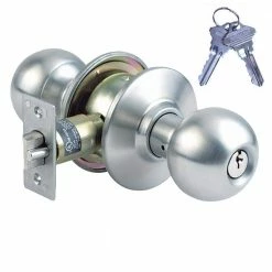 Cheapest 😀 Premier Lock Stainless Steel Grade 2 Storeroom Door Knob with 2 SC1 Keys 👍
