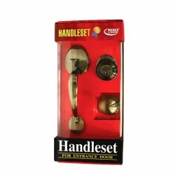 New 🧨 Premier Lock Antique Brass Single Cylinder Door Handleset with Keyed Deadbolt Lock, Inside Knob and 3 KW1 Keys ⭐