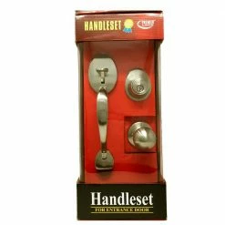 New 😍 Premier Lock Satin Nickel Single Cylinder Door Handleset with Deadbolt Lock, Inside Knob and 3 KW1 Keys 😍 -Premier Lock Sales premier lock knob handlesets hsl sn 40 1000