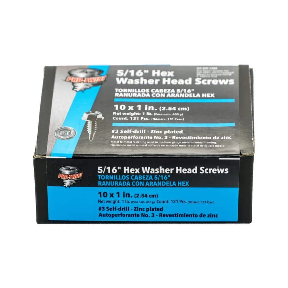 Discount π Pro-Twist #10 x 1 in. External Hex Flange Hex-Head Sheet Metal Screws (1 lb. Pack) β 1 Discount π Pro-Twist #10 x 1 in. External Hex Flange Hex-Head Sheet Metal Screws (1 lb. Pack) β