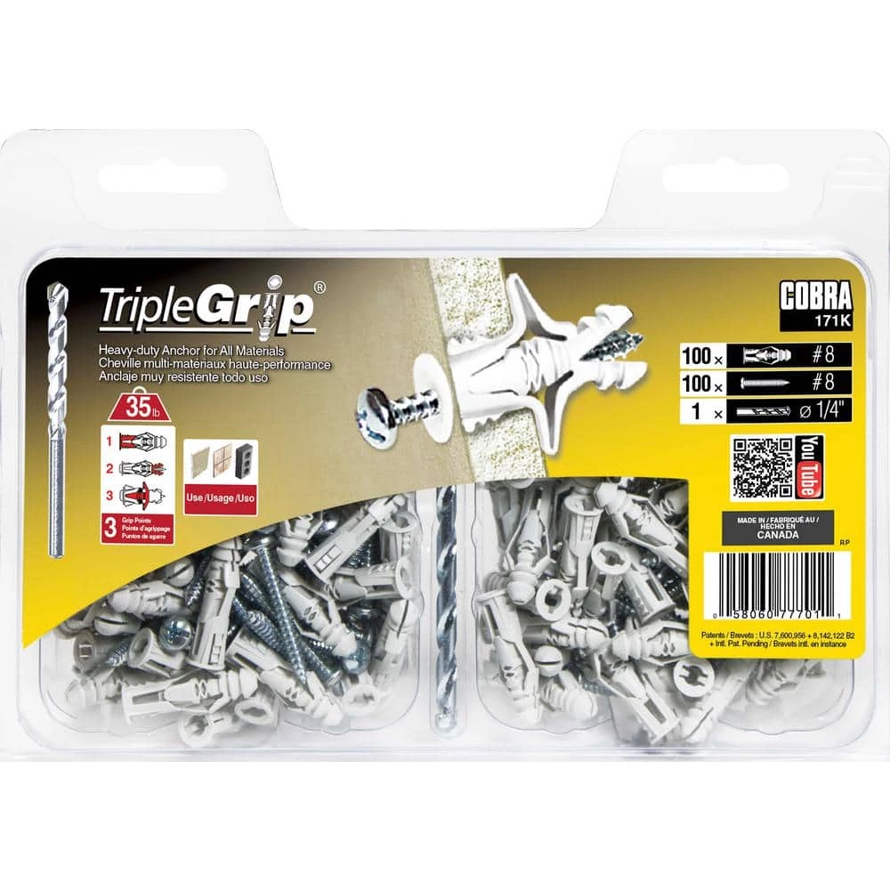 Promo β Triple Grip #8 1-1/4 Gray Ribbed Anchors with Screws (100-Pack) π 2 Promo β Triple Grip #8 1-1/4 Gray Ribbed Anchors with Screws (100-Pack) π - Image 2