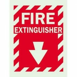Hot Sale 🎉 Brady 14 in. x 10 in. Glow-in-the-Dark Self-Stick Polyester Fire Extinguisher with Arrow Sign 😉
