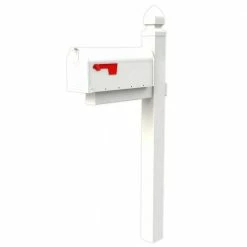Outlet 👏 Gibraltar Mailboxes Everton Elite White, Medium, Steel Mailbox and Post Combo 🤩